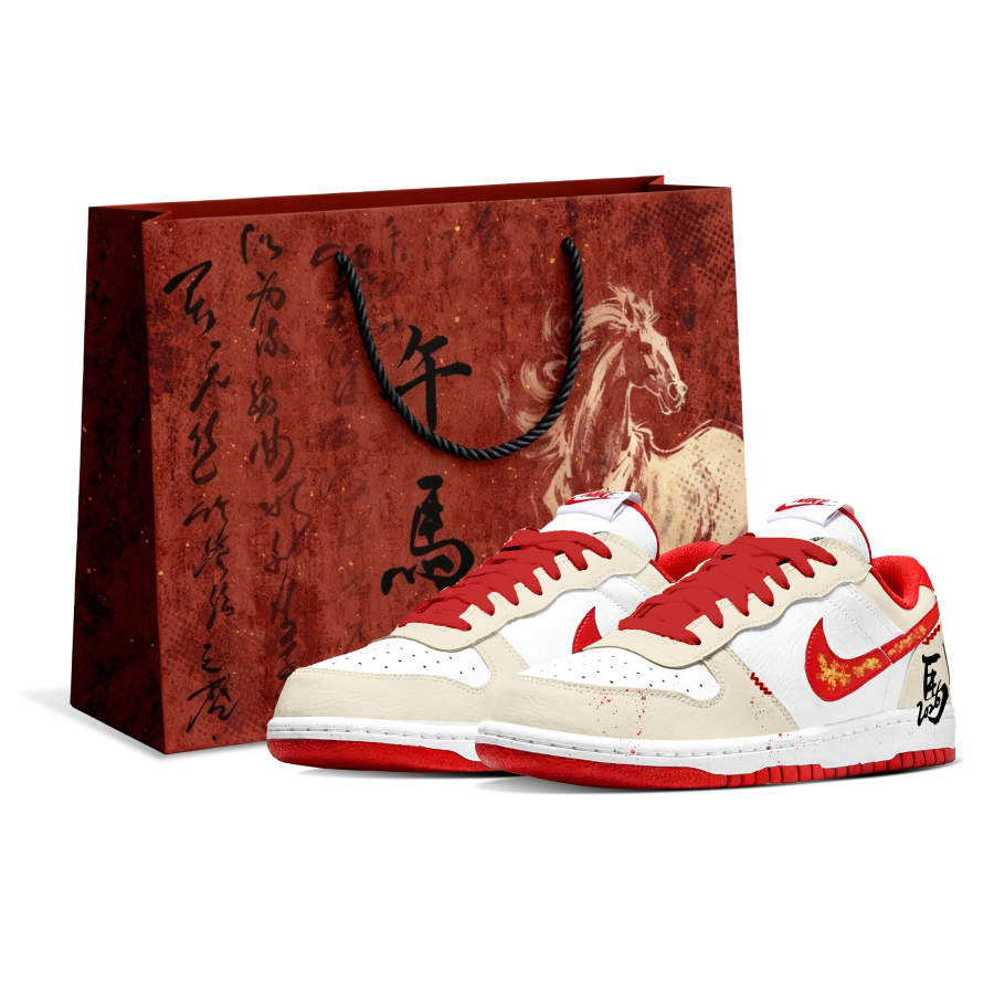 Nike Nike Big MA TÁ XIANG GUANG Shopping Bag Cushioning Lightweight Low top Skateboard Shoes Men's Red
