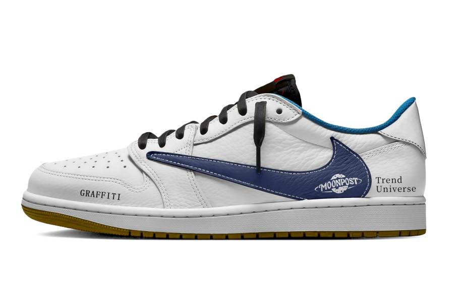 Jordan Travis Scott x Jordan Air Jordan 1 Lunar Orbit Graffiti Leather Cushioning Slip Resistant Low top
