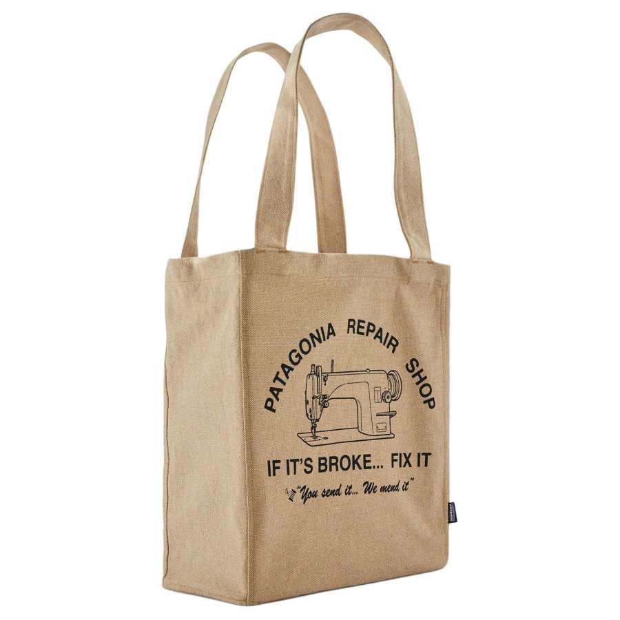 Patagonia Recycled Polyester Tote Bag, Shoulder Bag Women's Repair Shop Classic Brown