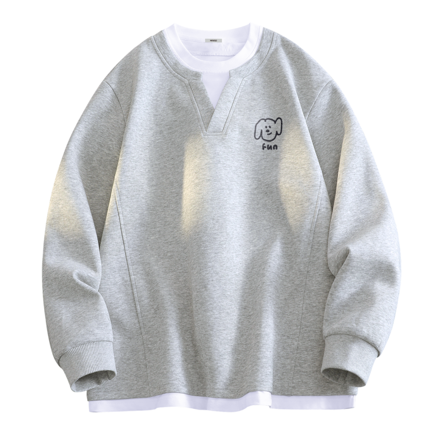MINISO MINISO Sweatshirts Unisex V Neck Moderate Mock Two Piece