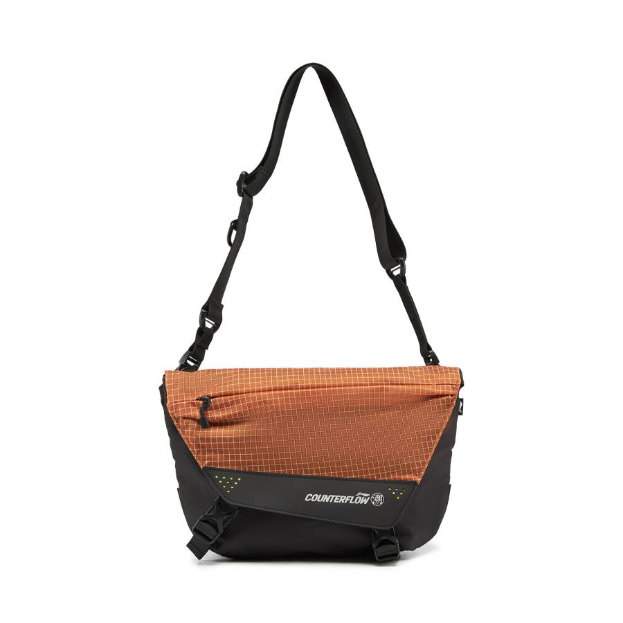 Li-Ning Li Ning Polyester Shoulder Bag, Crossbody Bag Unisex Basic Black & Flame Orange