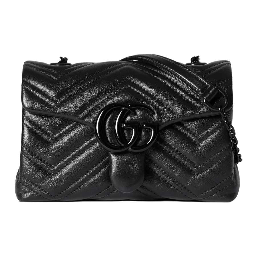 GUCCI GG Marmont Nappa Leather Shoulder Bag Mini Women's Black