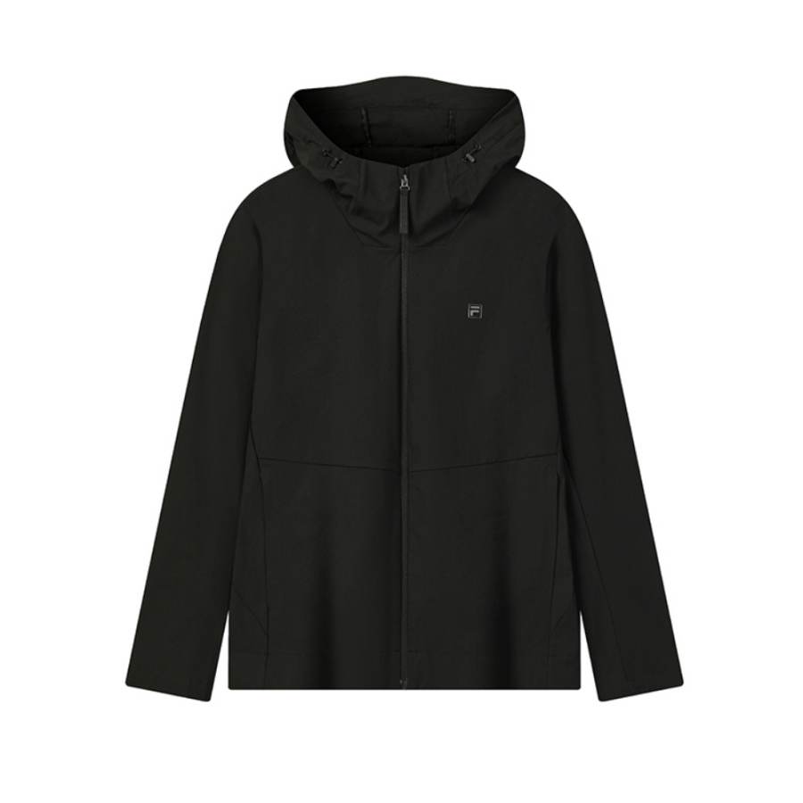 FILA WHITE Jackets Men's Jet Black Hooded Non Detachable Moderate