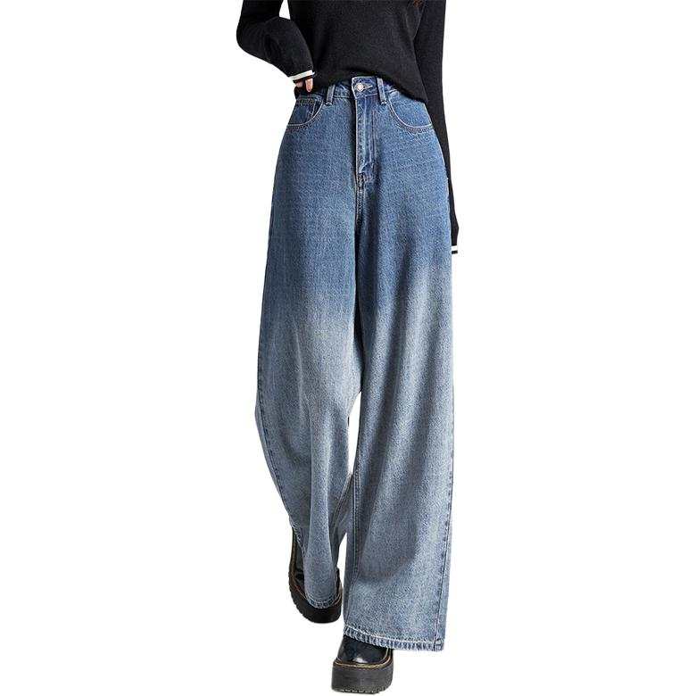 Tonlion Jeans Women's Vintage Blue Moderate Wide Leg Pants