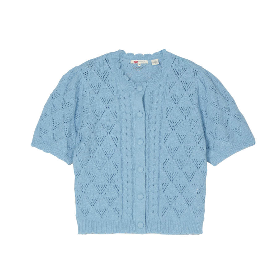 Levis Knitwear Women's Light Blue Crew Neck Thin Cardigan