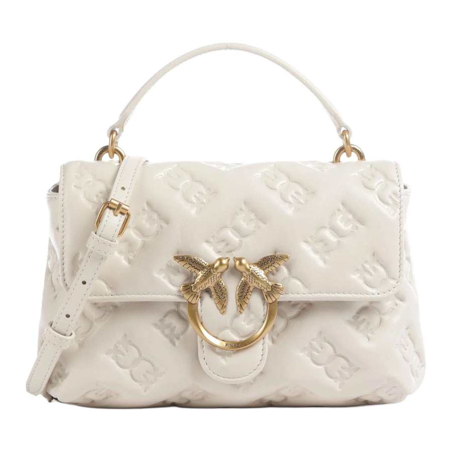 PINKO Love Bag Puff Sheepskin Shoulder Bag, Crossbody Bag, Handbag Mini Women's White