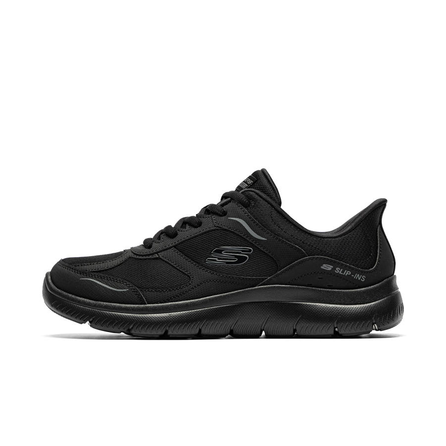 Skechers Slip Ins Textile, Synthetic Leather Low top Running Shoes Men's All Black