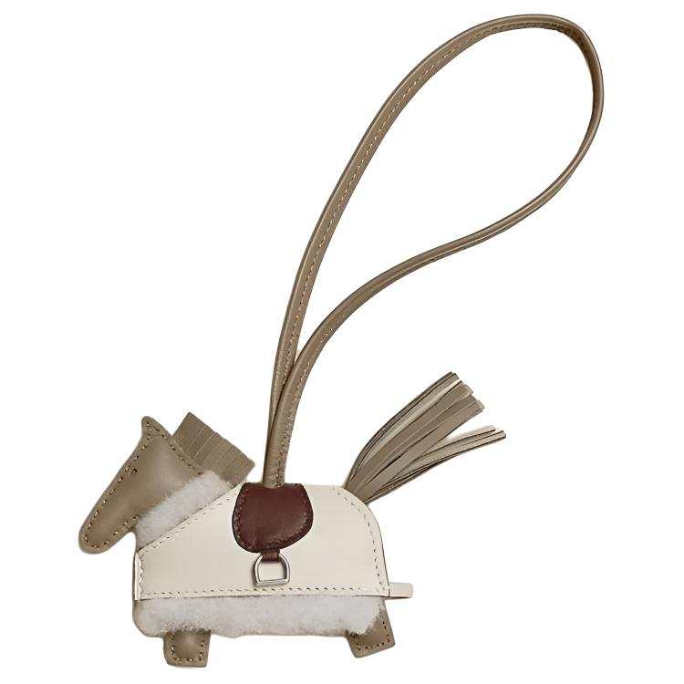 HERMES Rodeo Milo Lambskin Bag Accessory Small Women's Malva & Earth Yellow & Chalk White & Light Beige