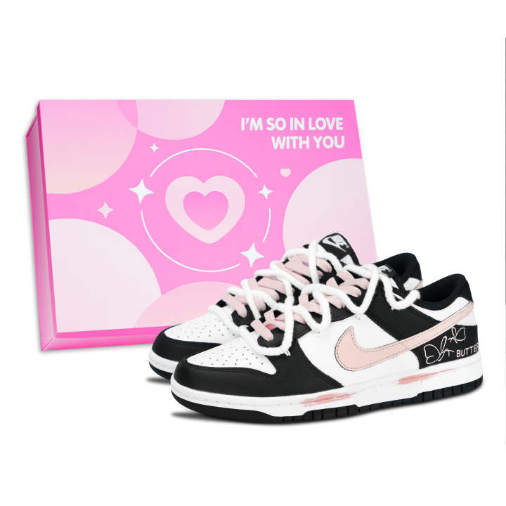 Nike Nike Dunk Black White, Pink Ink Butterfly Dance Slip Resistant Abrasion Resistant Slip Resistant Abrasion Resistant