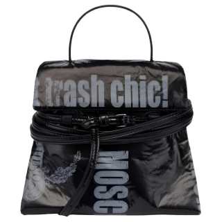 MOSCHINO Fabric Bucket Bag Handbag Small Women's Black