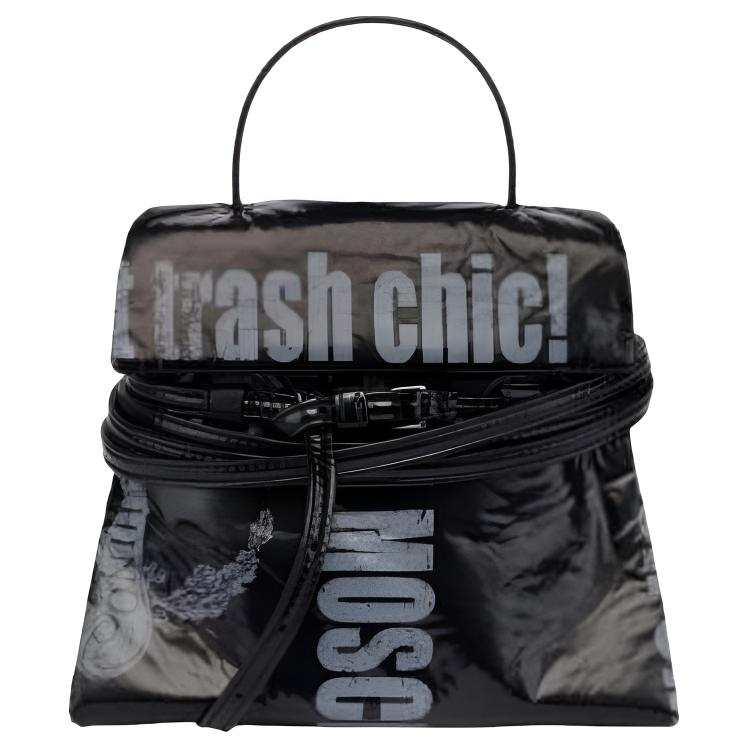 MOSCHINO Fabric Bucket Bag Handbag Small Women's Black