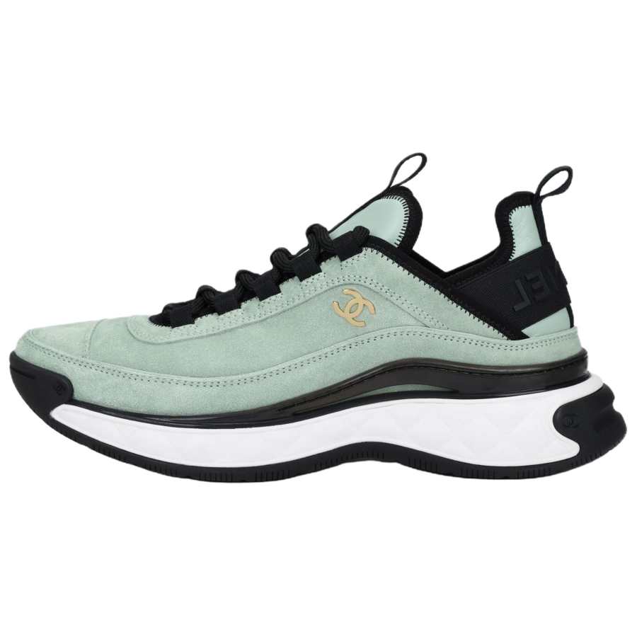 CHANEL 24C Cow Leather, Textile Low top Casual Shoes Women's Green