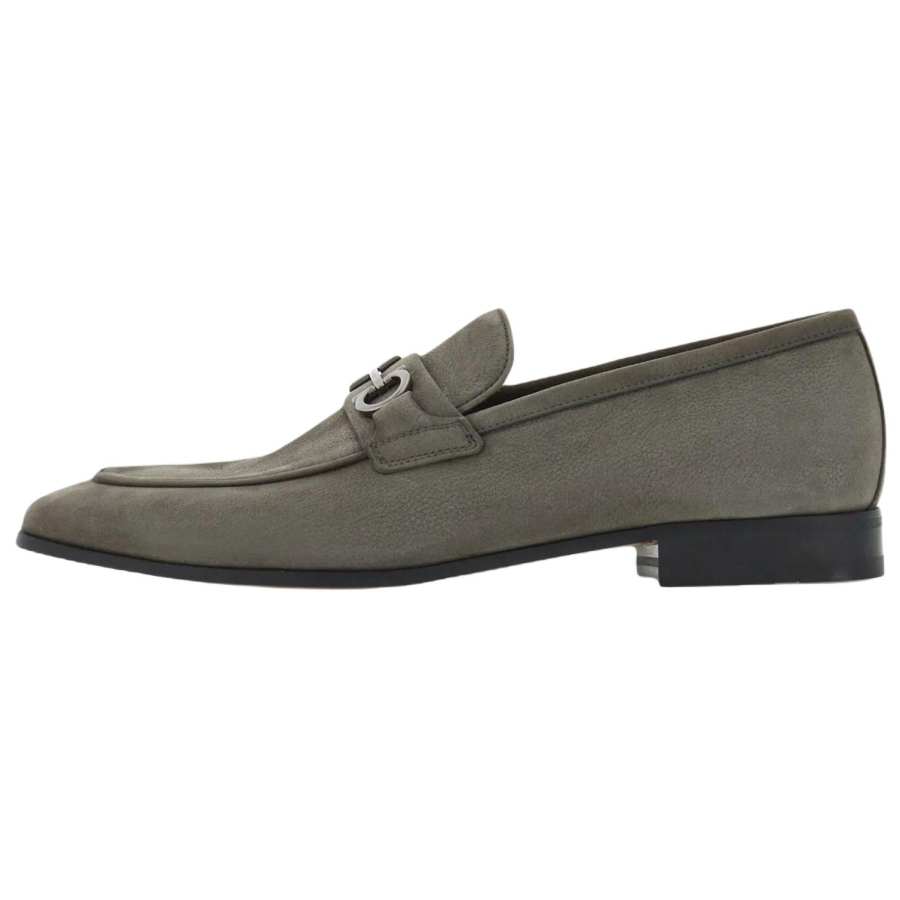 FERRAGAMO Gancini Leather Casual Leather Shoes Men's Dark Gray