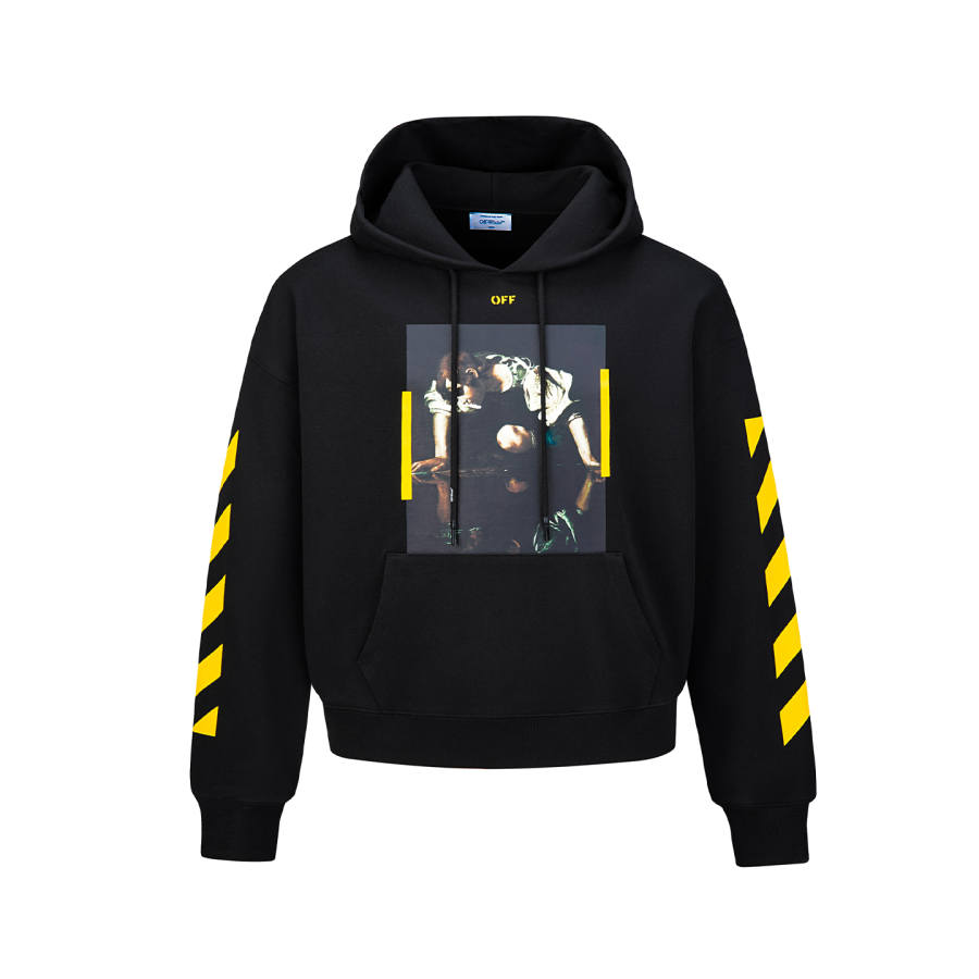 OFF-WHITE OFF WHITE Sweatshirts Unisex Black Hooded Moderate Heavyweight