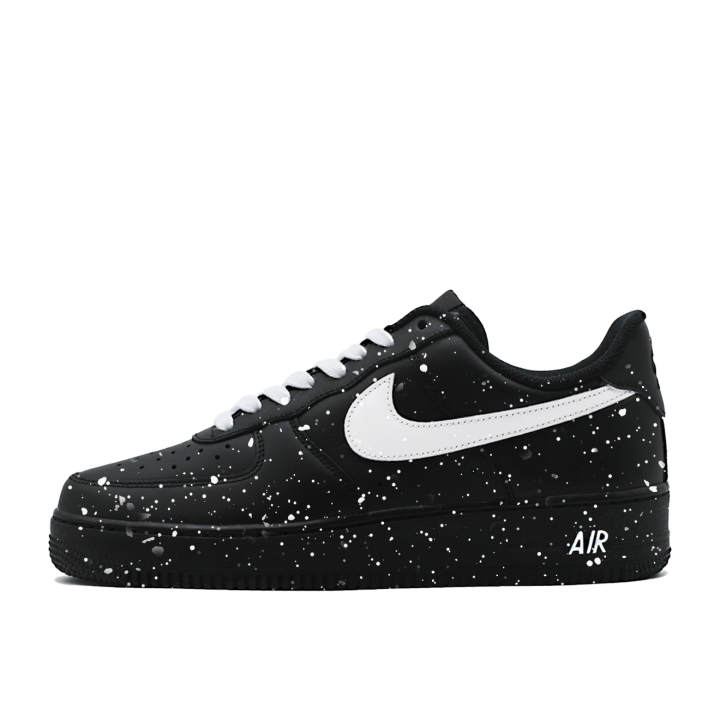Nike Nike Air Force 1 Ink Splatter White Hook Slip Resistant Abrasion Resistant Low top Skateboard Shoes Unisex Black White