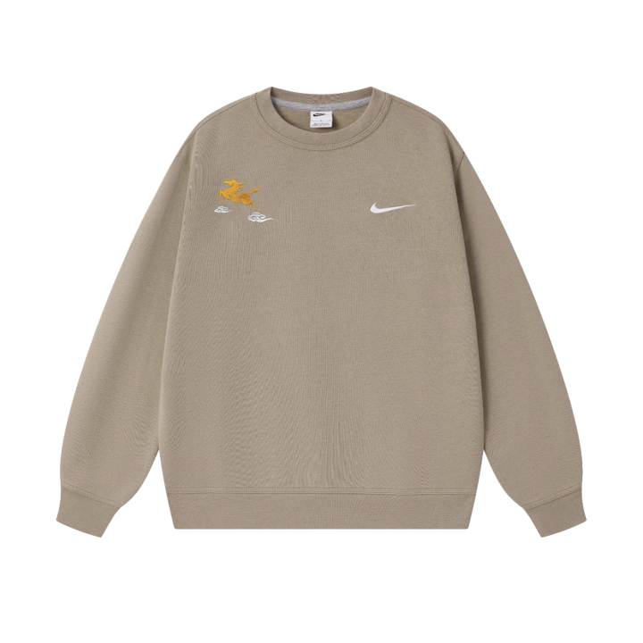 Nike Nike Club Sweatshirts Men's Khaki Crew Neck Thickened Regular