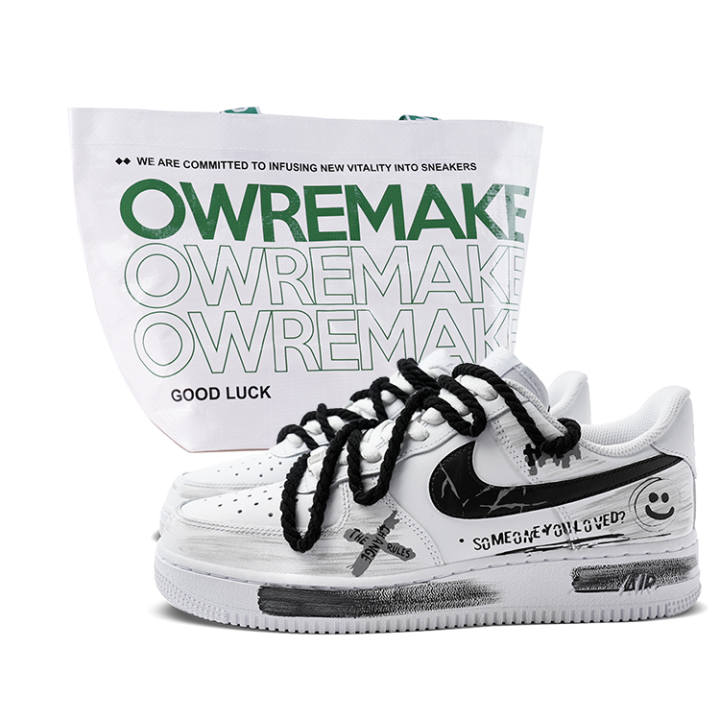 Nike Nike Air Force 1 Low top Skateboard Shoes Unisex Black White