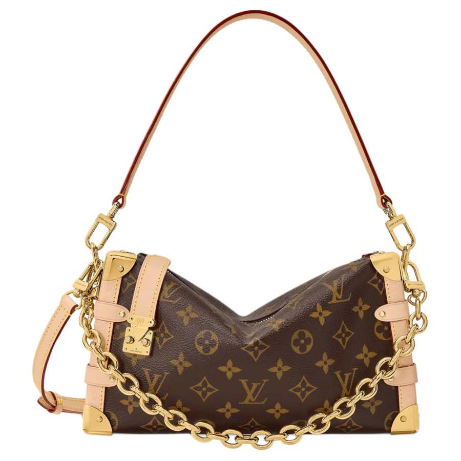 LOUIS VUITTON SIDE TRUNK Monogram Coated Canvas Shoulder Bag, Crossbody Bag, Handbag Medium Women's Brown