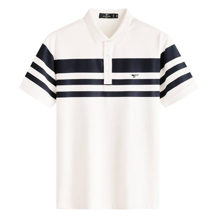 SEPTWOLVES Polo Shirts Men's Raw White Lapel Moderate Straight Fit