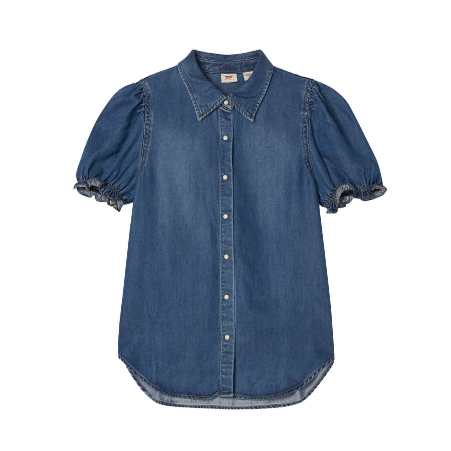 Levis Levis Shirts Women's Blue Lapel Moderate Denim