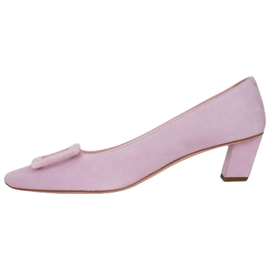 Roger Vivier Suede Chunky Heel Casual Shoes Women's Pink