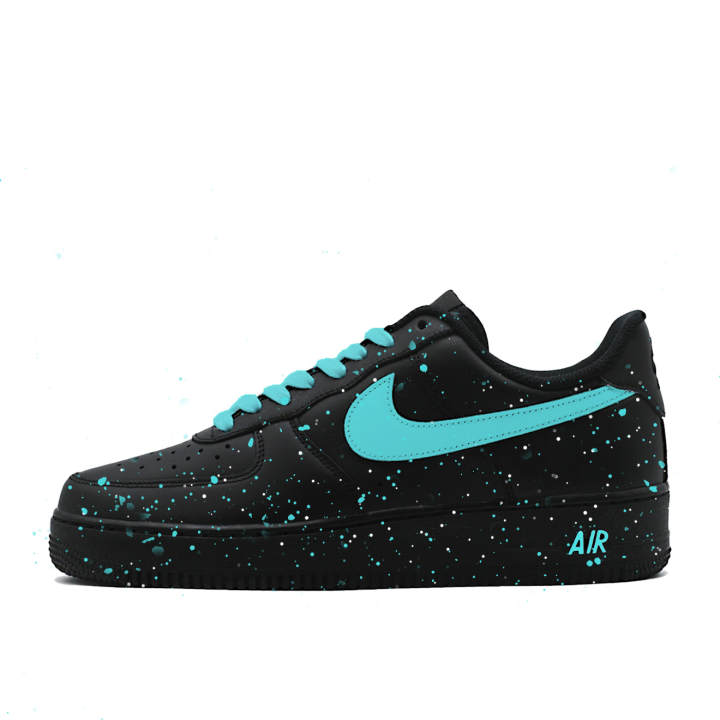 Nike Nike Air Force 1 Ice Blue Ink Dot Abrasion Resistant Slip Resistant Low top Skateboard Shoes Unisex Black Blue