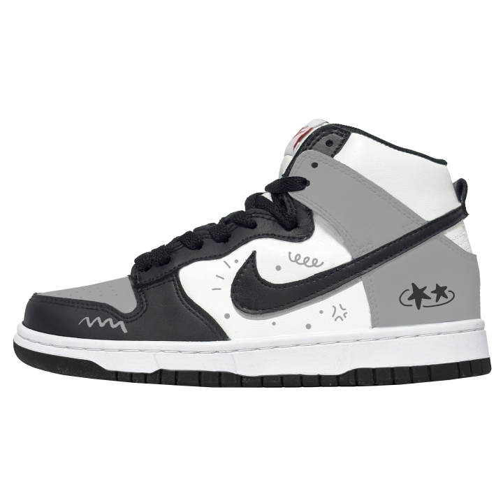 Nike Nike Dunk American Graffiti Abrasion Resistant Breathable High top Skateboard Shoes Unisex Black Gray