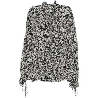 DRIES VAN NOTEN Shirts Women's Black/White Ruffle Collar Moderate Other