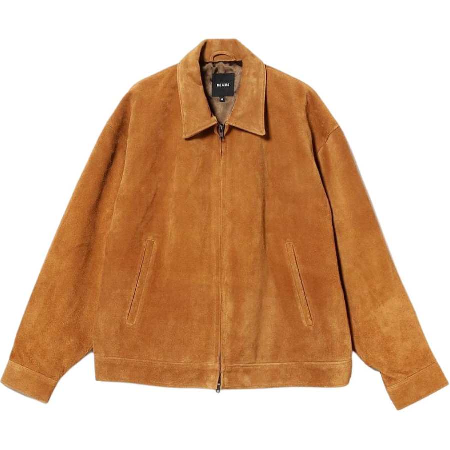 Beams Beams Leather Jackets Men's Brown Lapel Moderate