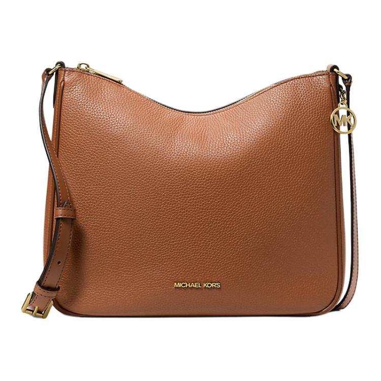MICHAEL KORS Nayla Pebbled Leather Messenger Bag Crossbody Bag Medium Women's Coffee
