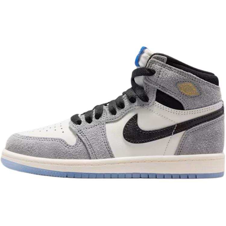 Jordan Jordan Air Jordan 1 Slip Resistant Abrasion Resistant High top Children's Basketball Shoes Gray