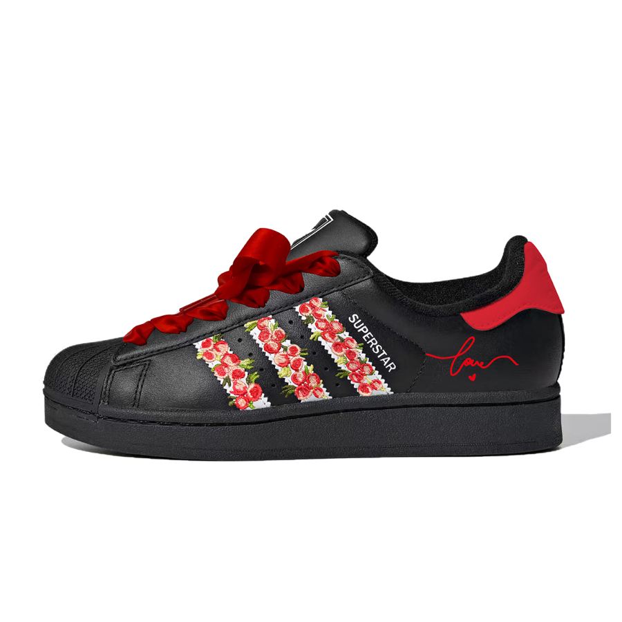 Adidas Adidas Superstar 2 Fiery Love Leather Couple Abrasion Resistant Low top Skateboard Shoes Unisex Fashion Trend