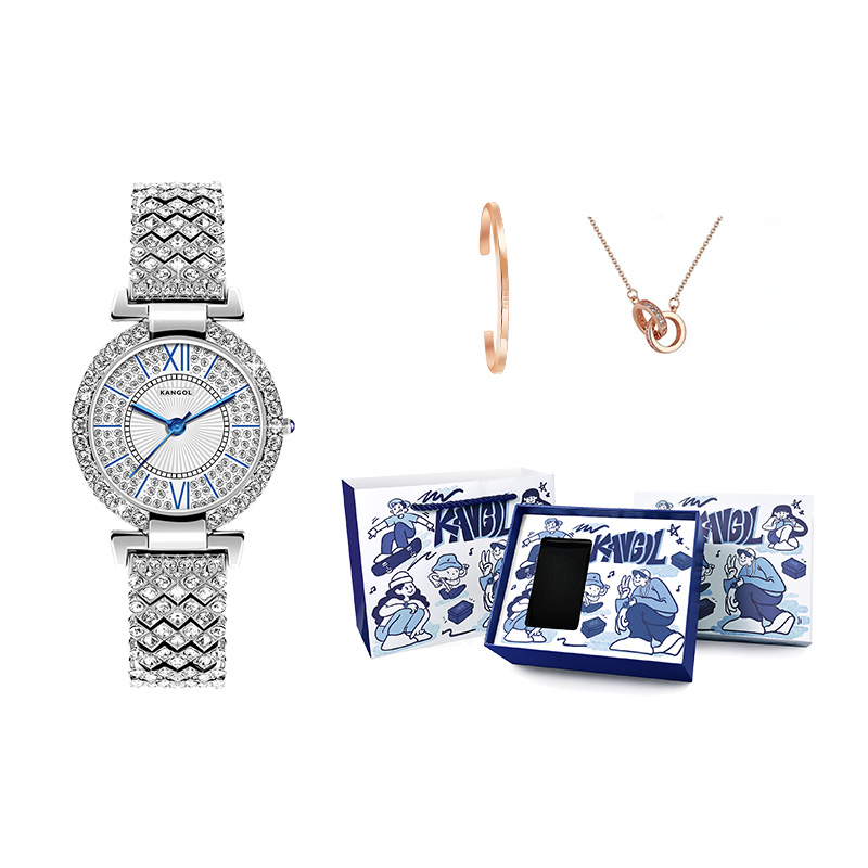 KANGOL Quartz Movement Stainless Steel Watchband Watch Women's Watch White Dial