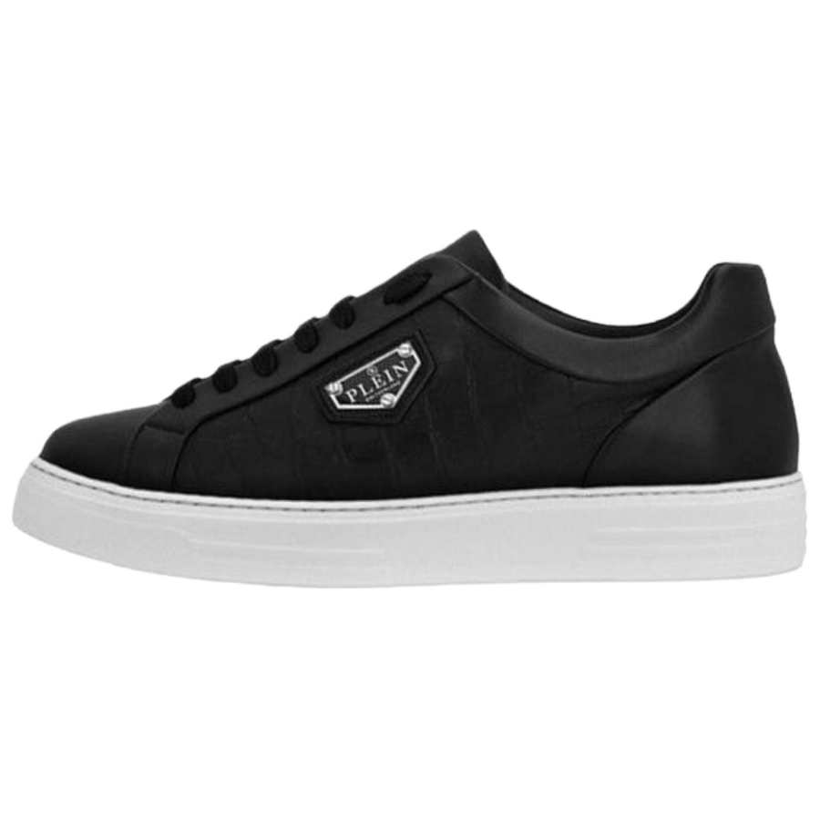 PHILIPP PLEIN Leather Low top Skateboard Shoes Unisex Black