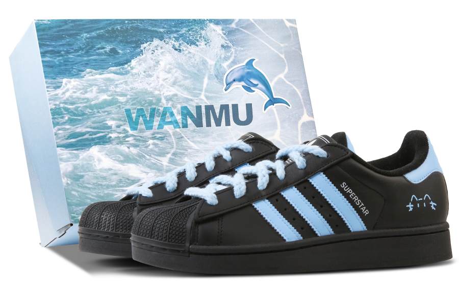 Adidas Originals Superstar 2 Blue Kitten Abrasion Resistant Balance Low top Skateboard Shoes Unisex Blue Black