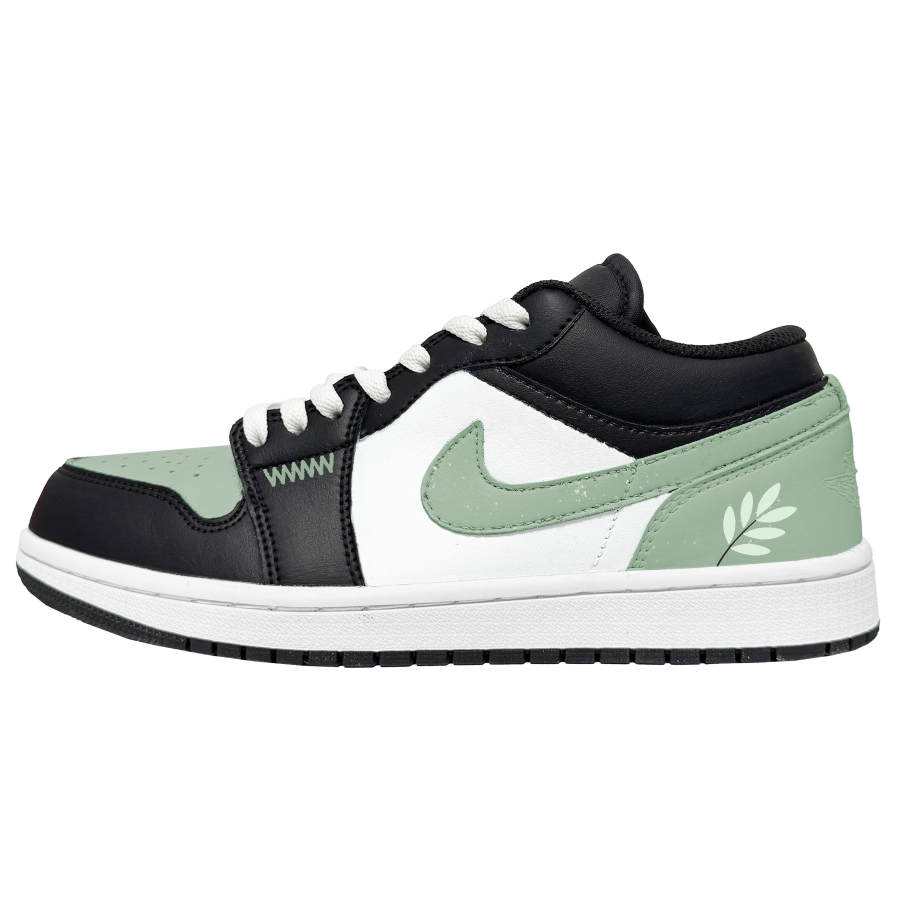 Jordan Jordan Air Jordan 1 Matcha Green Slip Resistant Abrasion Resistant Low top Children's Basketball Shoes Black Green