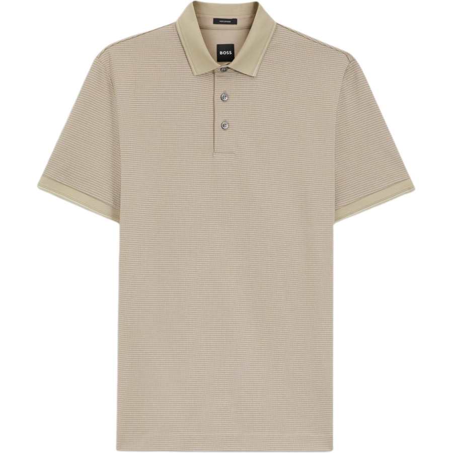 HUGO BOSS Polo Shirts Men's Light Beige Lapel Moderate Straight Fit