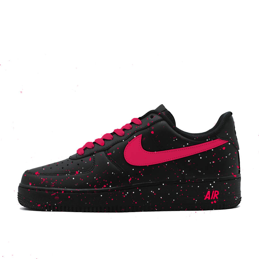 Nike Nike Air Force 1 Rose Red Ink Stain Abrasion Resistant Slip Resistant Low top Skateboard Shoes Unisex Black Rose