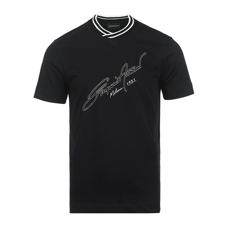 EMPORIO ARMANI SS26 Short Sleeved T Shirts Men's Dark Blue