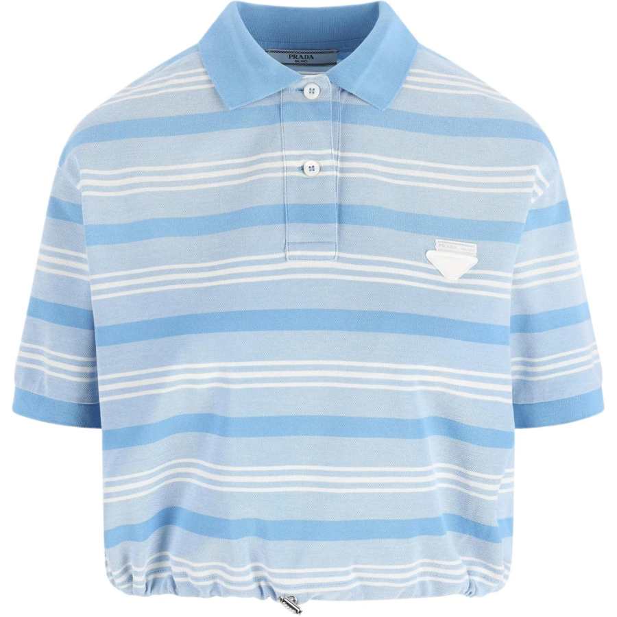 PRADA Prada Cropped Striped Piqué Polo Shirt