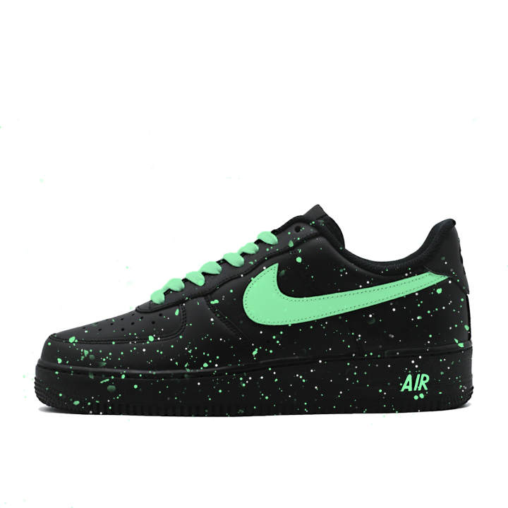 Nike Nike Air Force 1 Lime Dot Abrasion Resistant Slip Resistant Low top Skateboard Shoes Unisex Black Cyan