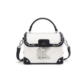 MISS GAIL Synthetic Leather Handbag Regular Women's White/Pink