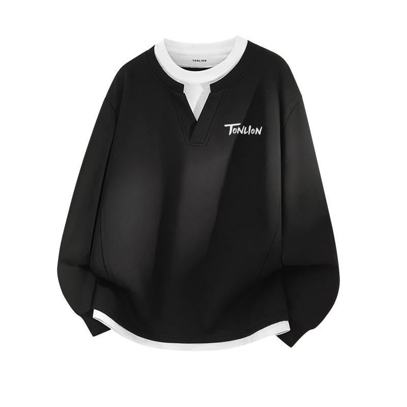 Tonlion Sweatshirts Unisex V Neck Moderate Regular