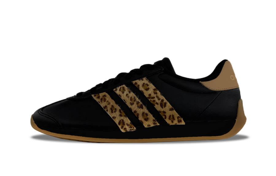 Adidas Adidas RUNVISTA Leopard Print Leather Slip Resistant Slip Resistant Low top City Commuting Running Shoes Men's Black
