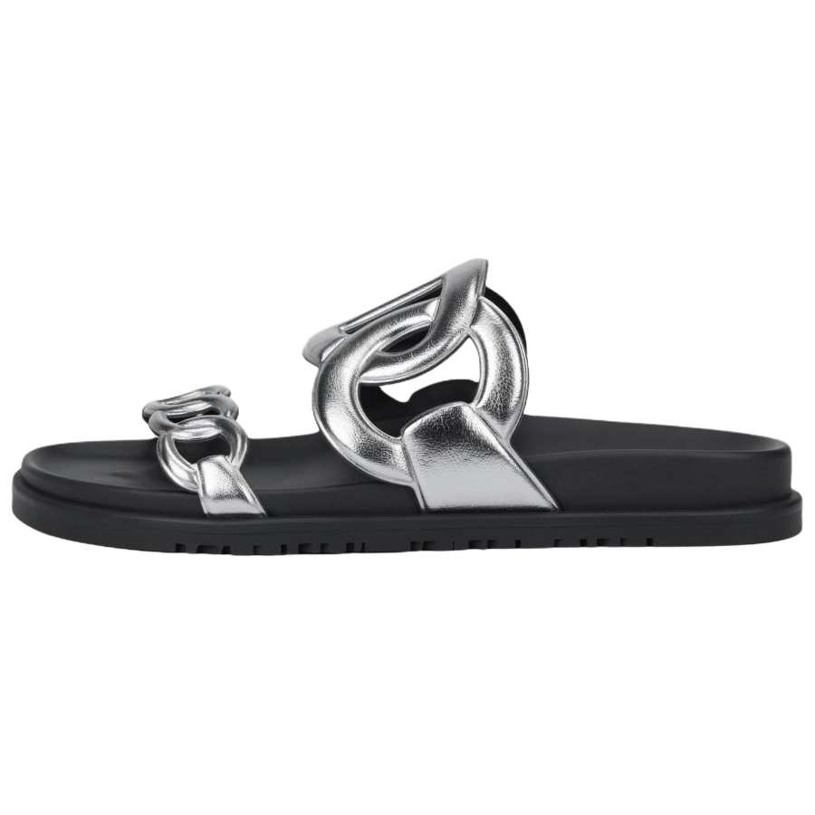 HERMES HERMES Extra Stylish Sandal Women's Black Silver