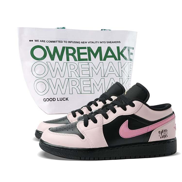 Jordan Jordan Air Jordan 1 Slip Resistant Abrasion Resistant Low top Children's Basketball Shoes Black Pink Teenagers
