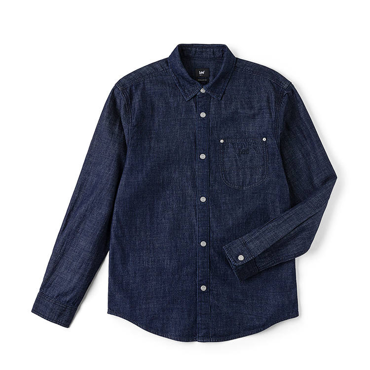 Lee Lee Shirts Men's Lapel Moderate Denim