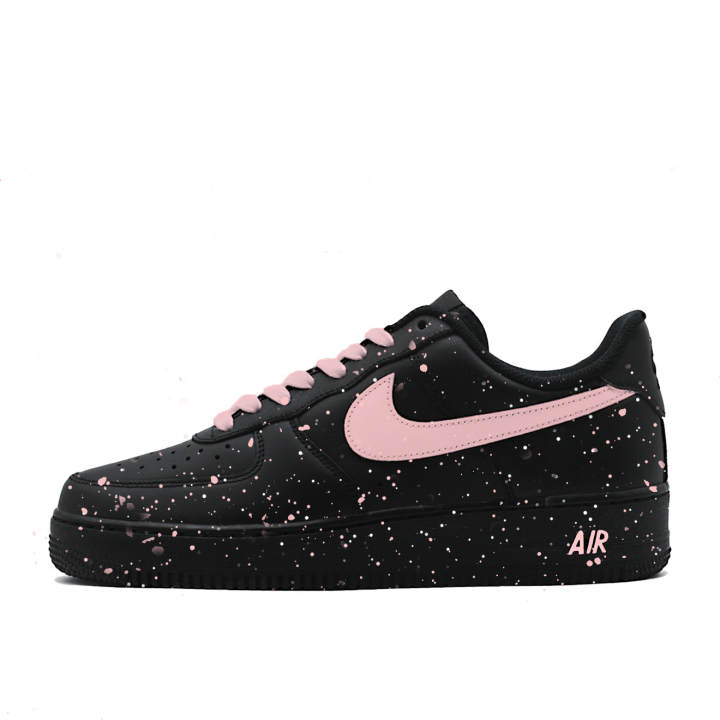 Nike Nike Air Force 1 Cherry Blossom Ink Dot Slip Resistant Abrasion Resistant Low top Skateboard Shoes Unisex Black Pink