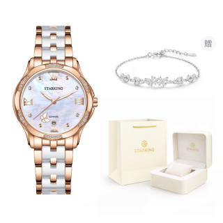 STARKING Quartz Movement Ceramic Strap Watch Women's Watch White Dial