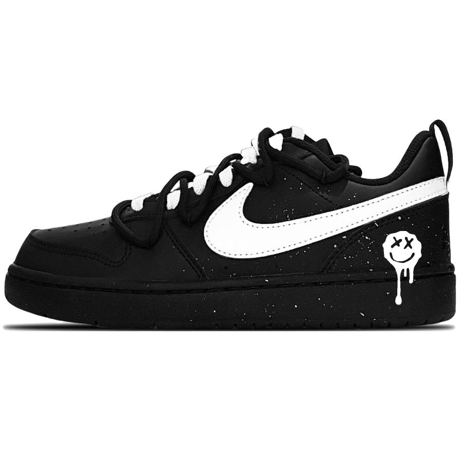 Nike Nike Court Borough Leather Abrasion Resistant Abrasion Resistant Low top Kids' Skateboarding Shoes Black White Unisex